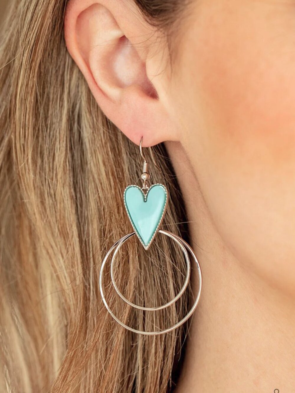 Paparazzi Jewelry Accessories - Happily Ever Hearts - Blue Earrings - Vintage